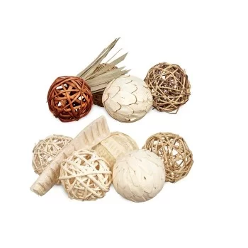 Set of Decorative Balls White Brown (12 Units) 2