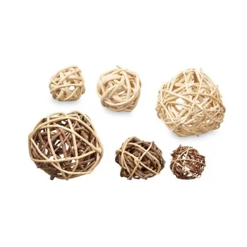 Set of Decorative Balls Brown White (12 Units) 2
