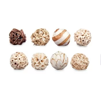 Set of Decorative Balls White Brown (12 Units) 2