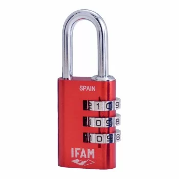 Combination padlock IFAM Combi30 Red Aluminium...