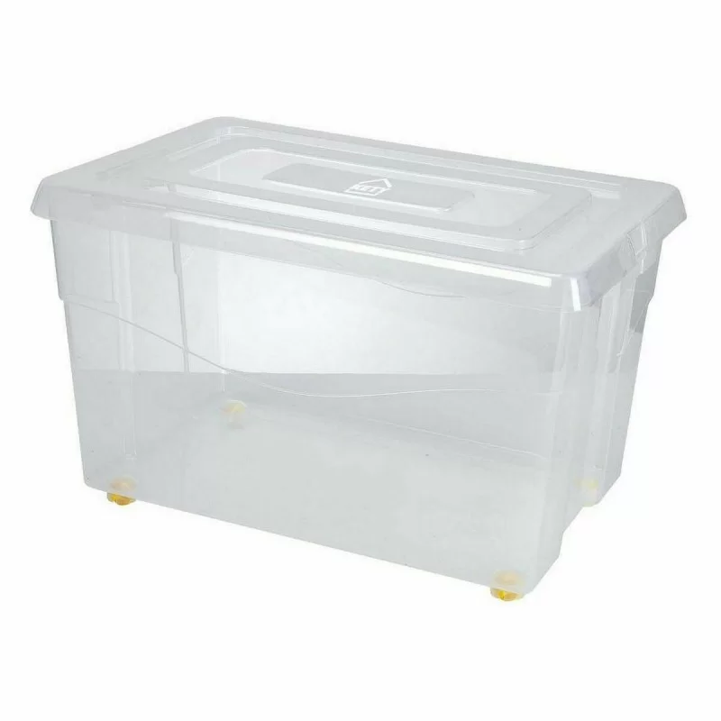 Storage Box with Wheels With lid Transparent 60...