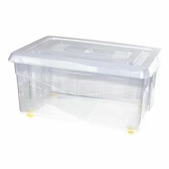 Storage Box with Wheels With lid Transparent 45 L (6 Units) 2