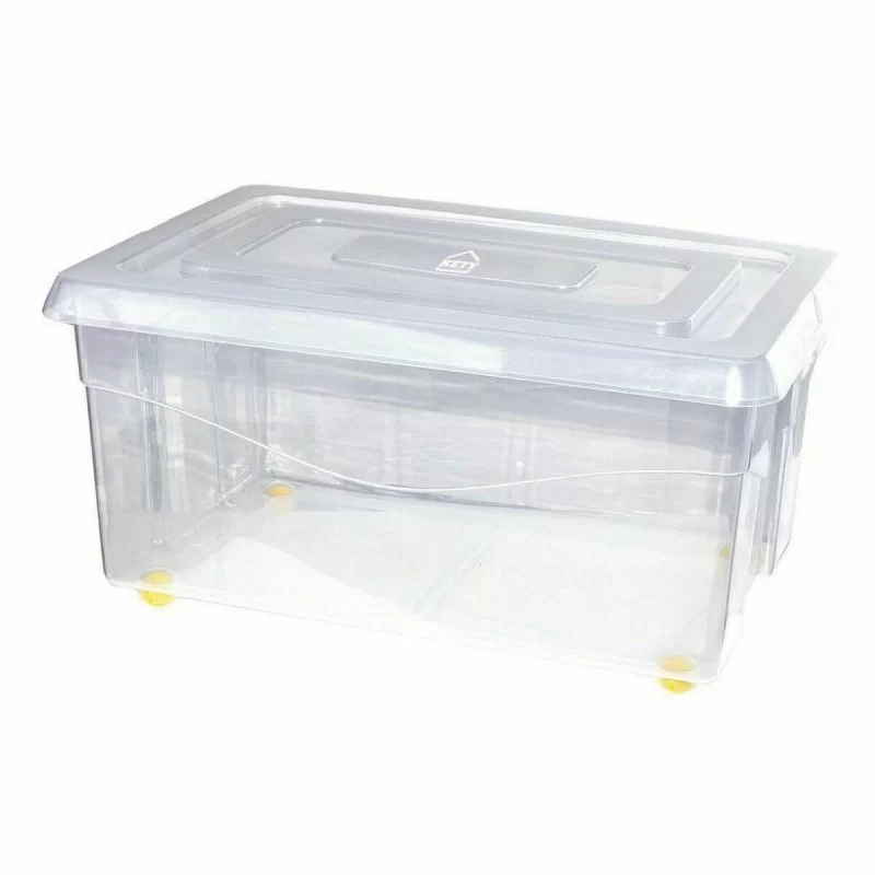 Storage Box with Wheels With lid Transparent 45...