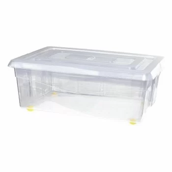 Storage Box with Wheels With lid Transparent 32 L (6 Units) 2
