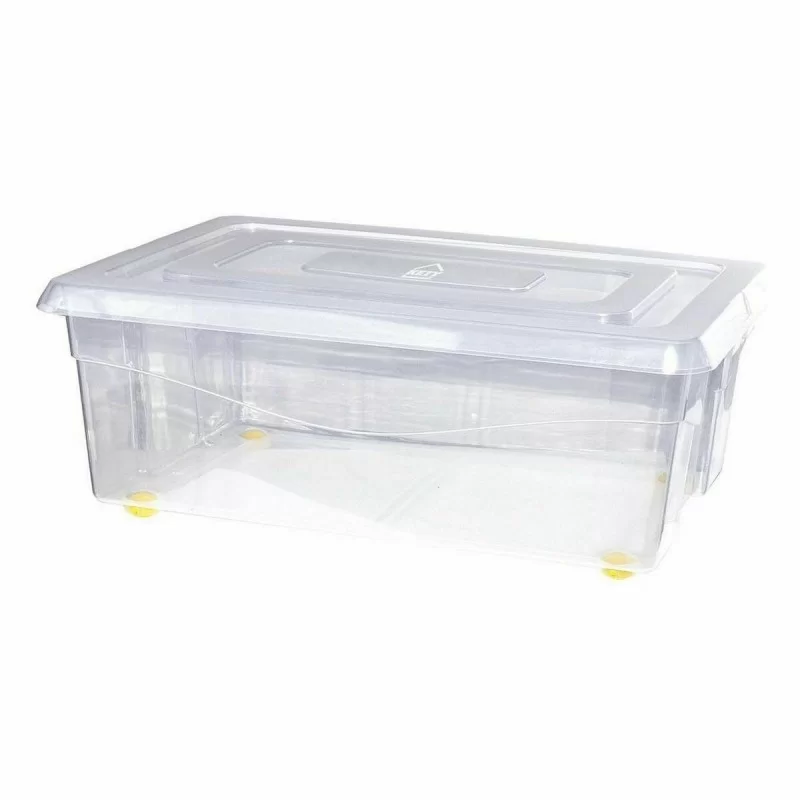 Storage Box with Wheels With lid Transparent 32...