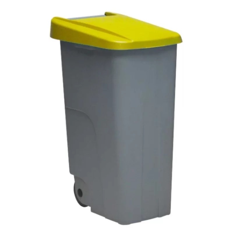 Dustbin with Wheels Denox 85 L Yellow 58 x 41 x...