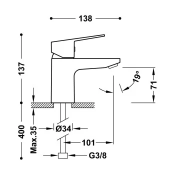 Mixer Tap Tres 21510310 Washbasin Stainless steel 2