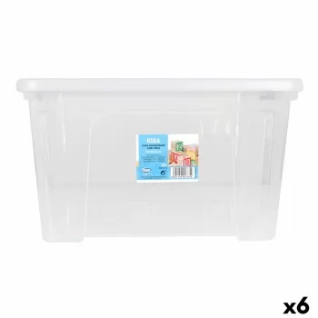 Storage Box with Lid Dem Kira Plastic Transparent 25 L 42...