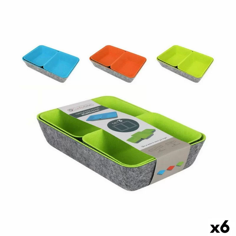 Set of Baskets Confortime Drawer Organizer Felt 3 Pieces (6 Units)