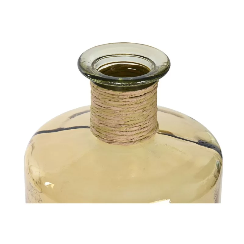 Vase Home ESPRIT Yellow Rope Tempered Glass 25...