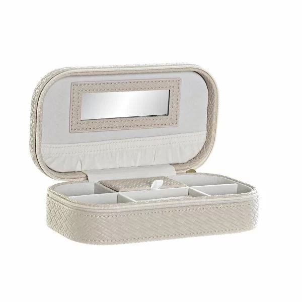 Jewelry box DKD Home Decor 8424001859801 18,5 x 10 x 5 cm Mirror Beige