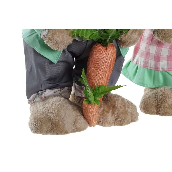 Decorative Figure DKD Home Decor 25 x 23 x 66 cm Pink Brown Rabbit Green (2 Units)