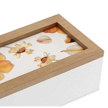 Decorative box Versa Petals MDF Wood 9 x 6 x 24 cm 2