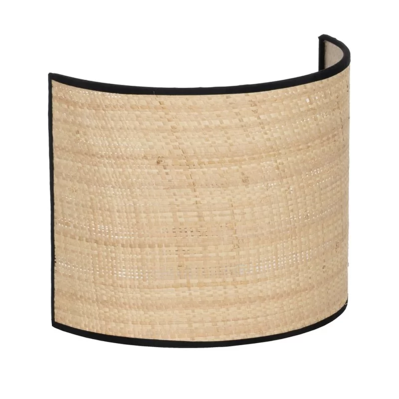 Wall Light Black Natural Raffia Iron Plastic 220-240 V 25 x 12 x 20 cm