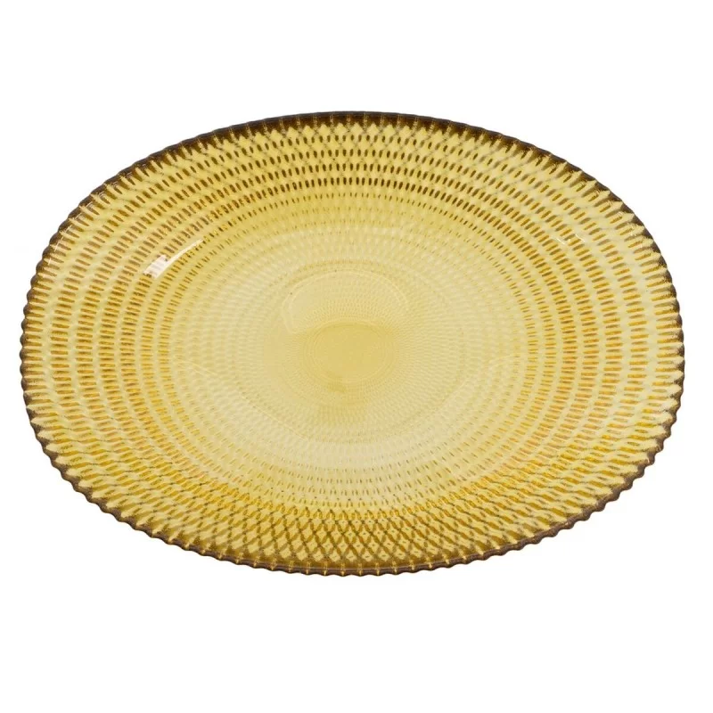 Centerpiece Yellow Crystal 21 x 21 x 6,5 cm