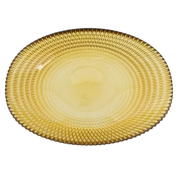 Centerpiece Yellow Crystal 21 x 21 x 6,5 cm