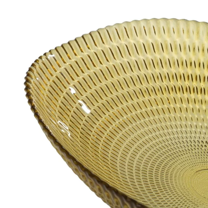 Centerpiece Yellow Crystal 21 x 21 x 6,5 cm