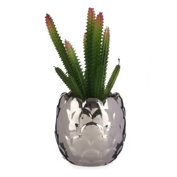 Decorative Plant Silver Cactus Ceramic Plastic (8 x 20 x...