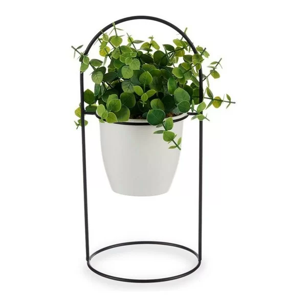 Decorative Plant White With support Black Metal Green Plastic 21 x 30 x 21 cm