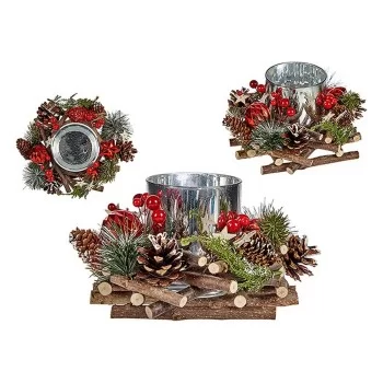 Christmas Candle Holder Natural Red Silver Green 20 x 11... 2