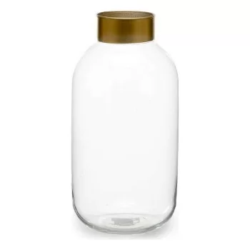 Vase Smooth Golden Transparent Glass (14,5 x 29,5 x 14,5 cm)