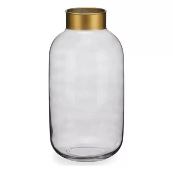 Vase Smooth Grey Golden Glass (14,5 x 29,5 x 14,5 cm)