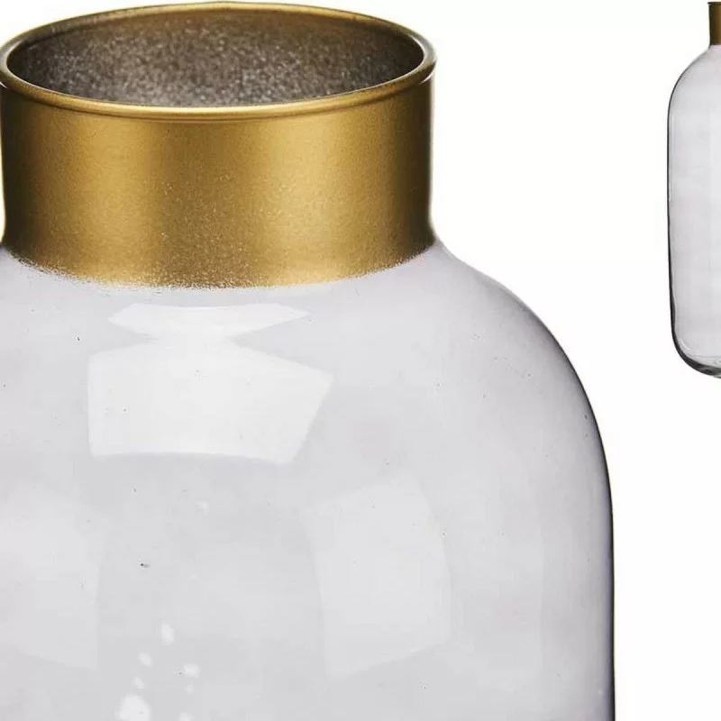 Vase Smooth Grey Golden Glass (14,5 x 29,5 x...