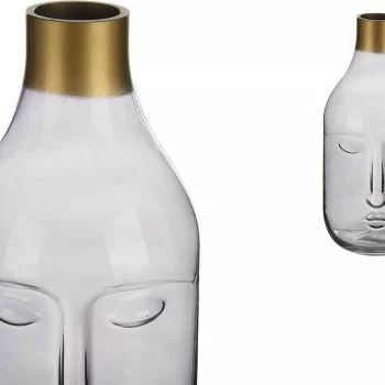 Vase Face Grey Glass (11 x 24,5 x 12 cm) 2