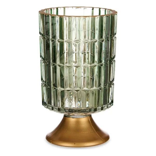 LED Lantern Metal Golden Green Glass (10,7 x 18 x 10,7 cm)