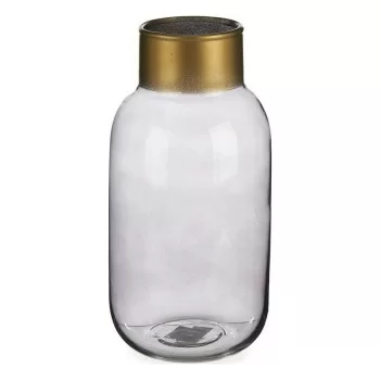 Vase Smooth Grey Golden Glass (11,5 x 24 x 11,5 cm)
