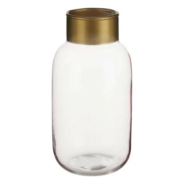 Vase Smooth Pink Golden Glass (11,5 x 24 x 11,5 cm)