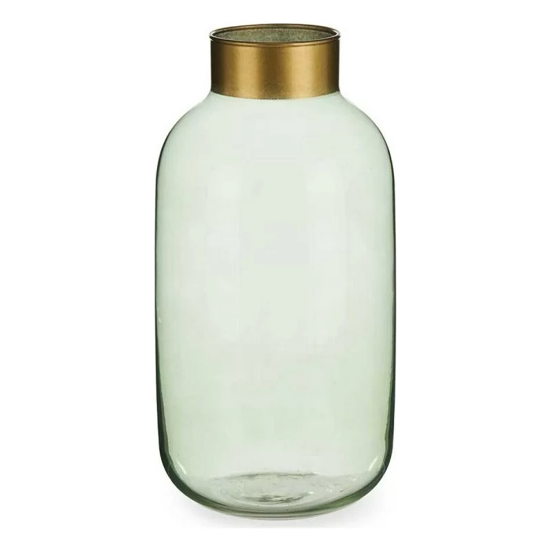 Vase Smooth Golden Green Glass (14,5 x 29,5 x 14,5 cm)
