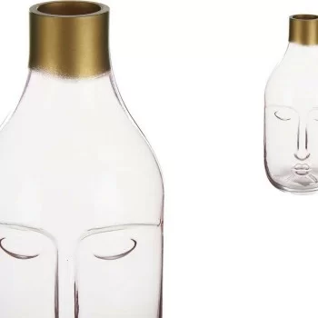 Vase Face Pink Glass (11 x 24,5 x 12 cm) 2
