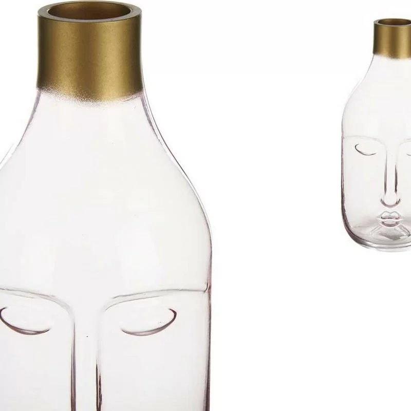Vase Face Pink Glass (11 x 24,5 x 12 cm)
