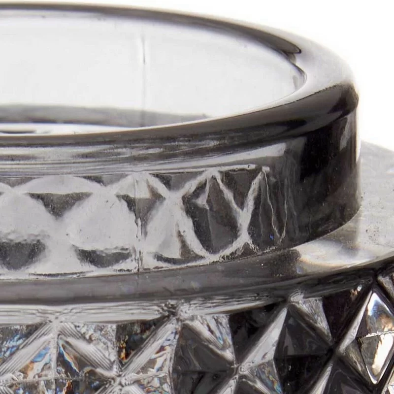 Candleholder 9 x 8,8 x 9 cm Grey Glass