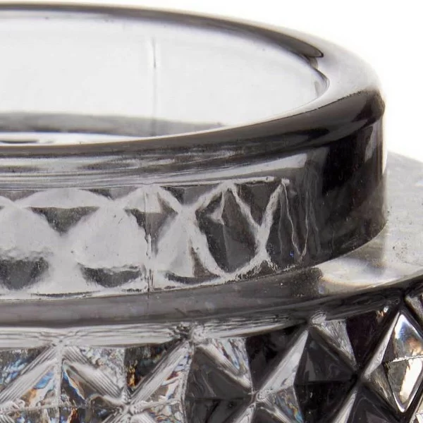 Candleholder 9 x 8,8 x 9 cm Grey Glass