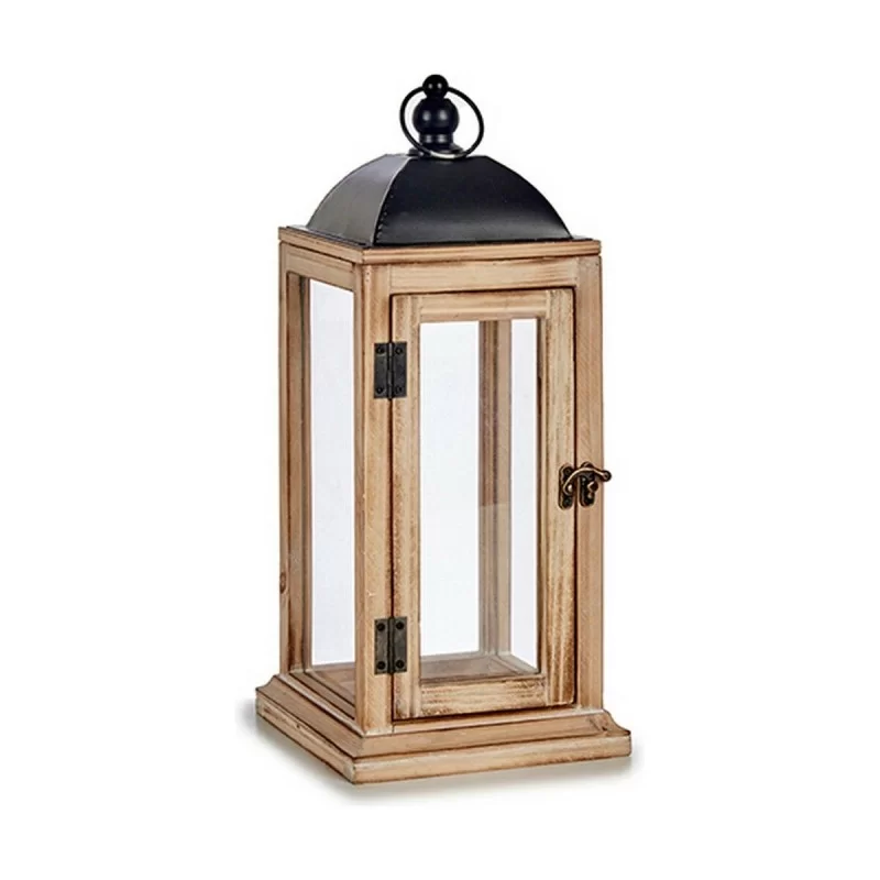 Lantern Natural Black Metal Wood (18 x 43 x 18...