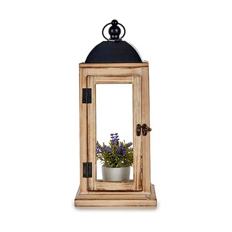 Lantern Natural Black Metal Wood (18 x 43 x 18...