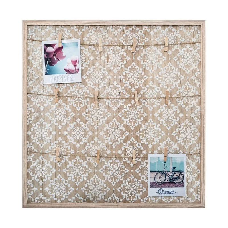 Photo Frame with Clamps Atmosphera Black Natural Metal MDF Wood 48 x 48 x 2 cm