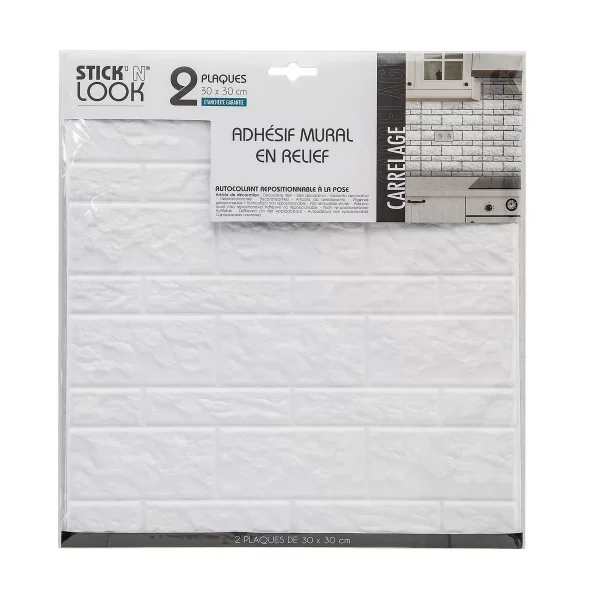 Stickers Atmosphera Wall Ornamental With relief White 2 Units (30 x 30 cm)