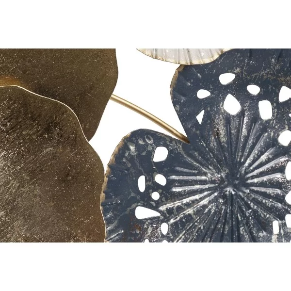 Wall Decoration DKD Home Decor Blue Golden Metal White Leaf of a plant (55 x 6,4 x 118 cm)