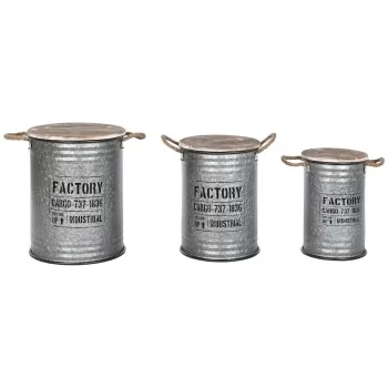 Set of Chests Home ESPRIT Silver Dark brown Metal Vintage...