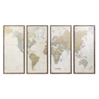 Set of 4 pictures DKD Home Decor World Map Vintage Loft...