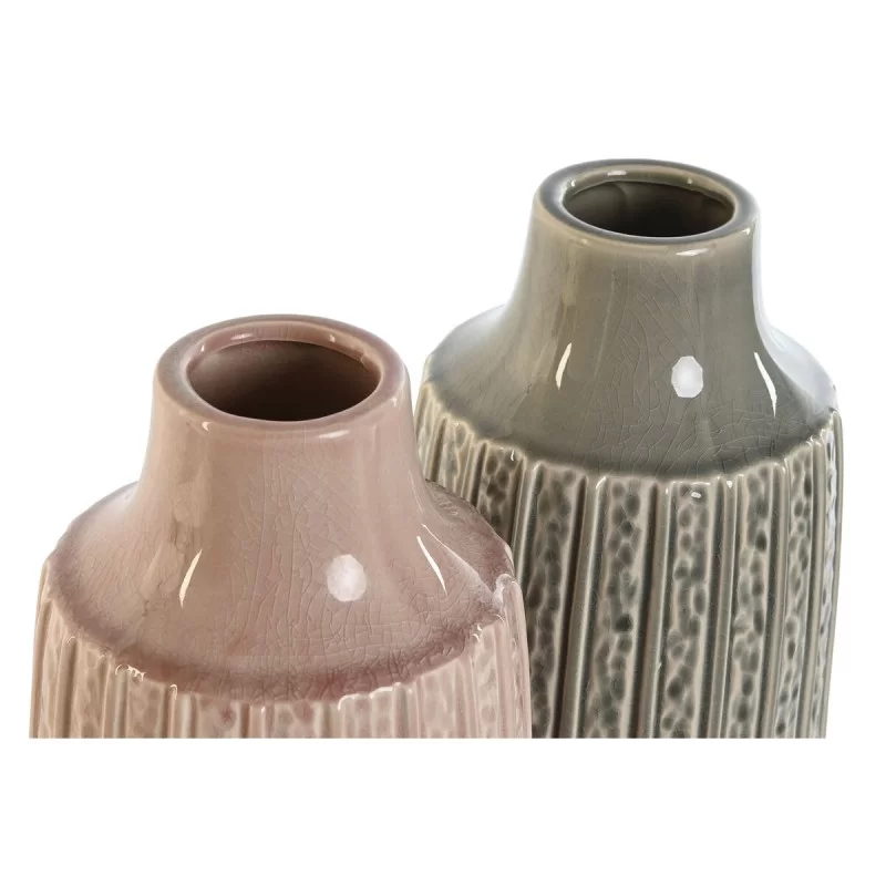 Vase Home ESPRIT Grey Pink Porcelain 15 x 15 x...