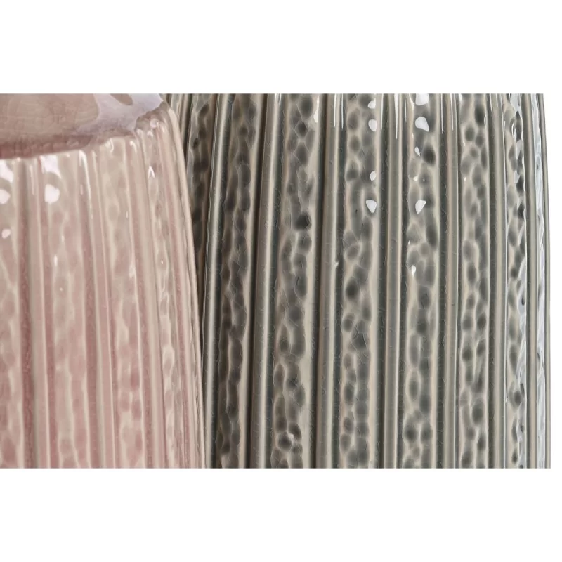 Vase Home ESPRIT Grey Pink Porcelain 15 x 15 x...