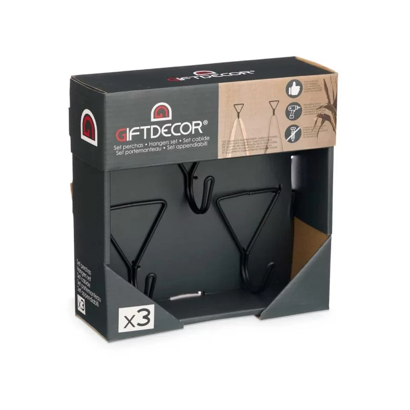 Hangers Black Metal Triangular Set 3 Pieces (6...