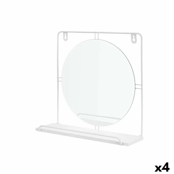 Mirror with Mounting Bracket White Metal MDF Wood 33,7 x 30 x 10 cm (4 Units)