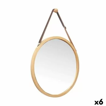 Hanging mirror Natural Leather Bamboo Circular 38 x 35 x...