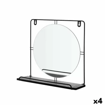 Mirror with Mounting Bracket Black Metal MDF Wood 33,7 x...