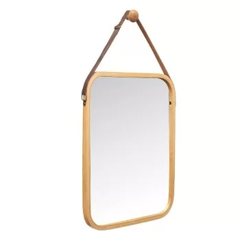 Hanging mirror Natural Leather Bamboo Rectangular 34 x... 2